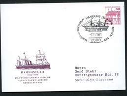 Bund PP106 B2/016 HAMMONIA III 1882-1889 Dampfsegelschiff Sost. Hamburg 1981 - Postales Privados - Usados