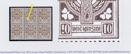 Ireland 1940-68 Watermark E 10d Brown Var "Mark In 1 Of 10" In A Block Of 6 Mint Unmounted - Unused Stamps