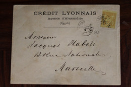 Alexandrie 1882 France Sage N°92 Type 2 Obl 25c Bistre Sur Jaune Crédit Lyonnais Egypte Cover Egypt Ägypten Groupe - Cartas & Documentos