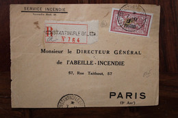 Levant 1922 Turquie Surcharge 5 Piastres Türkei Cover Front D'enveloppe Service D'Incendie Pompiers Turkey Türkiye - Storia Postale