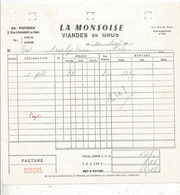 Facture ,LA MONSOISE , Viande En Gros ,86 ,POITIERS , 1971, Frais Fr 1.65 E - Alimentare