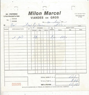 Facture , MILLON MARCEL , Viande En Gros ,86 ,POITIERS , 1971, 2 Scans , Congé Viande , 2 E Circuit , Frais Fr 1.65 E - Levensmiddelen