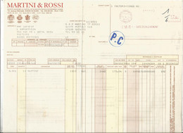 Facture , Alcool , MARTINI & ROSSI , 93 , SAINT OUEN , 1975 ,congé Contributions Indirectes , Frais Fr 1.85 E - Alimentare