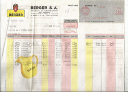 Facture , Alcool , BERGER S.A ,MARSEILLE , Ets De Bordeaux , 1974 ,congé Contributions Indirectes , Frais Fr 1.85 E - Alimentare