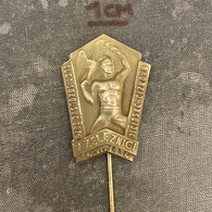 Badge Pin ZN010315 - Gymnastics Sokol Czechoslovakia Zupa Jicinska Cizkova Zeleznice 1934 - Gymnastique