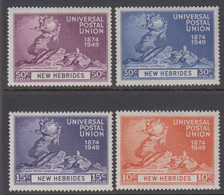 1949. NEW HEBRIDES.  British Issue.  UPU Complete Set With 4 Stamps.  (Michel 133-136) - JF418372 - Unused Stamps