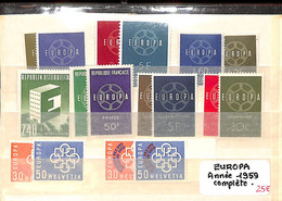 EUROPA - Année Complete 1959 Xx (neufs Sans Charnières) - 1950-1959