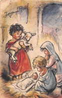 ¤¤  - Illustrateur  " Germaine BOURET "  -  Joyeux Noël  -  Nativité -  Carte Coupée ??  -  ¤¤ - Bouret, Germaine