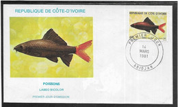Thème Poissons - Côte D'Ivoire - Enveloppe - TB - Fishes