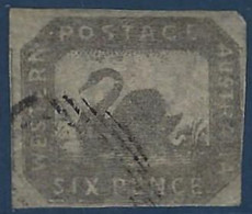 Australie Occidentale Cygne N°4 6 Pence Gris Noir Oblitéré Tres Frais & Superbe ! Signe Brun & Calves - Used Stamps