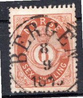 NORVEGE - 1871-75 - N° 20 - 6 S. Brun-jaune - (Cor Ombré) - Usati