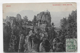 (RECTO / VERSO) BASTEI EN 1908 - BATEIBRUCKS - SACHS SCHWEIZ - PLI ANGLE HAUT A DROITE - BEAU TIMBRE & CACHETS - CPA - Bastei (sächs. Schweiz)