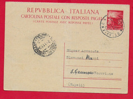 CARTOLINA POSTALE CON RISPOSTA PAGATA VG ITALIA - Democratica 20 + 20 £ Fiaccola - 1947 CP137 Unificato - 10 X 15 - 1952 - Entero Postal