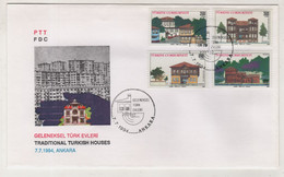 TURKEY,TURKEI,TURQUIE TRADITIONAL TURKISH HOUSES,1994 FDC - Brieven En Documenten