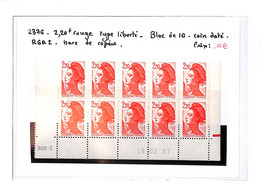 LIBERTE  -  N°2376 Xx - Bloc De 10 Coin Daté RGR2 - Barre De Repère-( Neufs Sans Charnieres ) Voir Scan - Unused Stamps