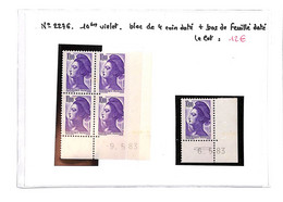 LIBERTE  -  N°2276 Xx - Bloc De 4 Coin Daté -+ 1 Bas De Feuille Daté ( Neufs Sans Charnieres ) Voir Scan - Unused Stamps