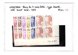 LIBERTE  -  N°2239/2244 Xx - Bloc De 4 Coins Datés ( Neufs Sans Charnieres ) Voir Scan - Unused Stamps