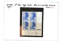 LIBERTE  -  N°2320 Xx - Bloc De 4 Coin Daté -barre De Repère( Neufs Sans Charnieres ) Voir Scan - Neufs