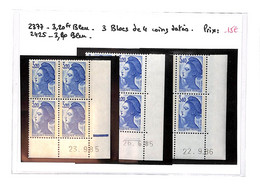 LIBERTE  -  N°2377 Et 2425 Xx -3  Blocs De 4  Coins  Datés -( Neufs Sans Charnieres ) Voir Scan - Unused Stamps