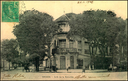 1906, Picture Card Showing "Saigon, Cafe De La Rotonde" Sent From CAP St: JAQUES To Uruguay. - Storia Postale