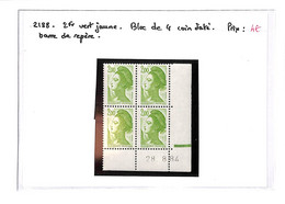 LIBERTE  -  N°2188xx -bloc De 4 Coin Daté -( Neufs Sans Charnieres ) Voir Scan - Neufs