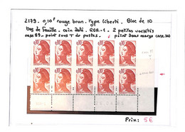 LIBERTE  -  N°2179 Xx -bloc De10 - Variétés - Voir Descriptif Avec Le Scan -( Neufs Sans Charnieres ) Voir Scan - Unused Stamps