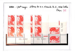 LIBERTE  -  N°2220 Xx - 2 Blocs De 4 Coins Datés + 1 Bande De 2  -( Neufs Sans Charnieres ) Voir Scan - Unused Stamps