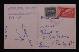 CUBA - Cachet De Service Aérien Sur Affranchissement De La Havane En 1954 Sur Carte Postale Pour La France.- L 96298 - Briefe U. Dokumente
