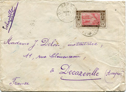 COTE D'IVOIRE LETTRE DEPART DABOU 31 MARS 28 COTE D'IVOIRE POUR LA FRANCE - Cartas & Documentos