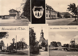 95537- HERMSDORF DIFFERENT VIEWS, STREET VIEWS, CHURCH, SWIMMING POOL - Hermsdorf