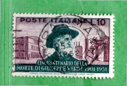 ITALIA ° - 1951 - GIUSEPPE VERDI . Lire 10. Unif. 677.  Usato. - 1946-60: Used