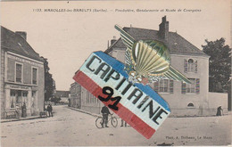 CPA MAROLLES LES BRAULTS SARTHE PRESBYTERE GENDARMERIE ET ROUTE DE COURGAINS - Marolles-les-Braults