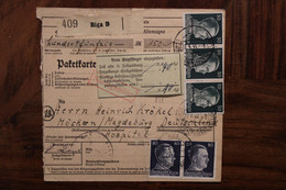 1943 Besetzung 2.WK Ostland Paketkarte Riga Nach Magdebürg Hospital Reich Cover Lettonie Lettland - Occupation 1938-45