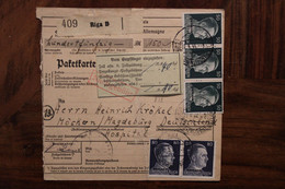 1943 Besetzung 2.WK Ostland Paketkarte Riga Nach Magdebürg Hospital Reich Cover Lettonie Lettland - Occupazione 1938 – 45