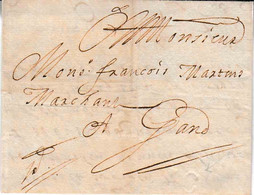 LAC Manuscrit D’Anvers à Gand Belgique Du 15 Septembre 1700 Pas De Marque Du Port Dû! C En Creux - Sonstige & Ohne Zuordnung