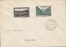 Luxembourg LUXEMBOURG-VILLE 1940 Cover Lettre Brief CAMP A. Rhein Germany 2 Fr. Exhibition & 10 Fr. Landscape Stamps - 1940-1944 German Occupation