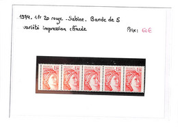 SABINE - N°1974 Xx  - Bande De 5 Avec Variété Impression Effacée-( Neuf Sans Charniere)-voir Scan - Nuovi