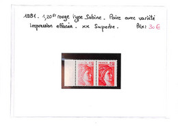 SABINE - N°1974 Xx  -paire Avec Variété Impression Effacée-( Neuf Sans Charniere)-voir Scan - Nuovi