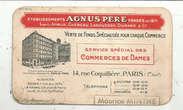 JC , Carte De Visite , ETS AGNUS PERE , Vente De Fonds De Commerce,Paris - Cartoncini Da Visita