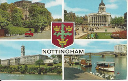 CPSM   Royaume Uni  Nottingham  Vue Multiple 4 Vues Avec Blason - Nottingham