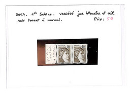 SABINE - N° 2057 - Variété Joue Blanche Et Oeil Noir Tenant A Normal ( Neuf Sans Charniere)-voir Scan - Unused Stamps