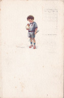 S. Bompard, Illustratore, Bambino Cartolina Augurale Buona Pasqua Viaggiata 1925 - Bompard, S.
