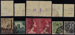 Egypt 1944 / 1958 6 Stamp Perfin B.I./E Banco Italo Egiziano From Alexandria Cairo Italian Egyptian Bank Lochung Perfore - Gebruikt