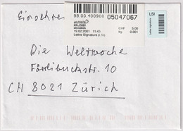 Strichcode Auf R-Brief Gelaufen Am 19.2.2001 Von Basel Nach Zürich - Francobolli Da Distributore