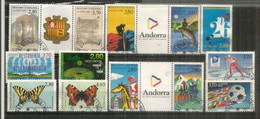 Année Complète ANDORRE 1994. 13 T-p Oblitérés Première Qualité, 3 Tryptiques. - Gebruikt