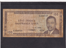 Burundi 100 Fr 1968 Brown Bruin  Republique - Otros – Africa