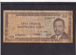 Burundi 100 Fr 1968 Brown Bruin  Republique - Autres - Afrique
