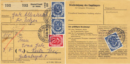 ALLEMAGNE / DEUTSCHLAND - 1953 Posthorn 30pf (x3) & 20pf Mi.130 & Mi.132 Auf Paketkarte - Covers & Documents