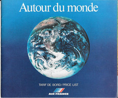 Tarif De Bord Air France "Autour Du Monde" Price List 1978 26 Pages Couleur - Flugmagazin