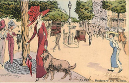 Illustrateur Paris  Boulevard Des Italiens  Femme Chapeau Mode   Par  Naillod - Naillod